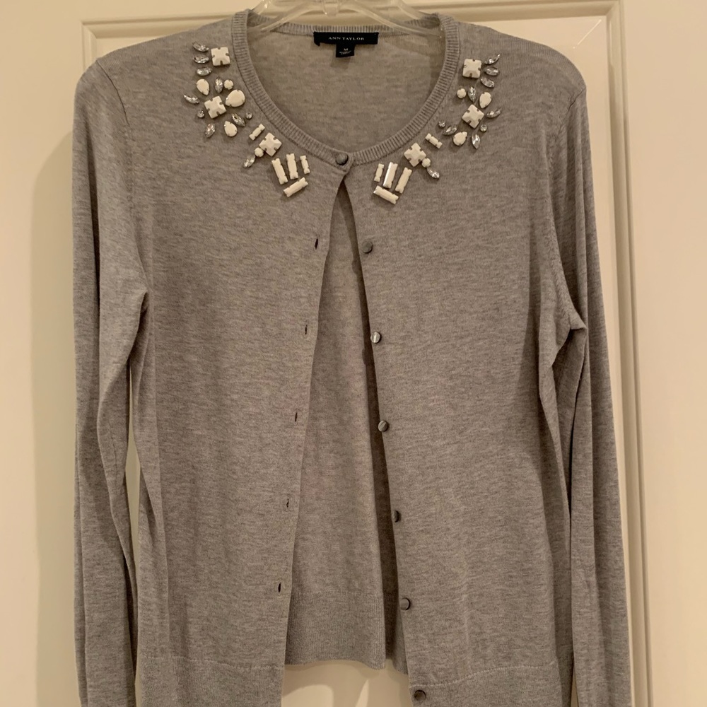 Ann Taylor Jewel Neck Cardigan